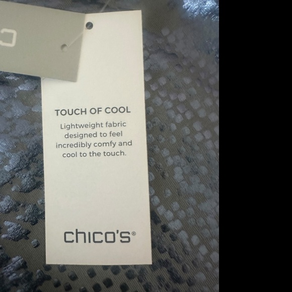 Chico's Touch of Cool Foil Houndstooth Long Sleeve Layer Top Basic Knit - Picture 3 of 7